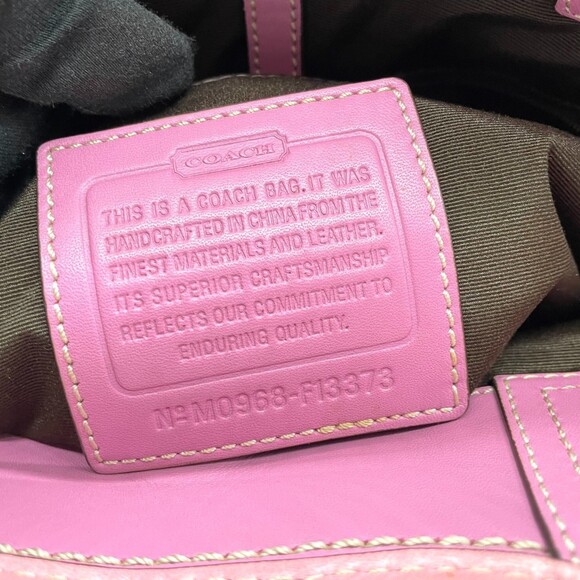 Coach 13373 Women's Straw Tote Bag with Tea Rose Flower Charm, Beige and Pink... - Picture 16 of 16